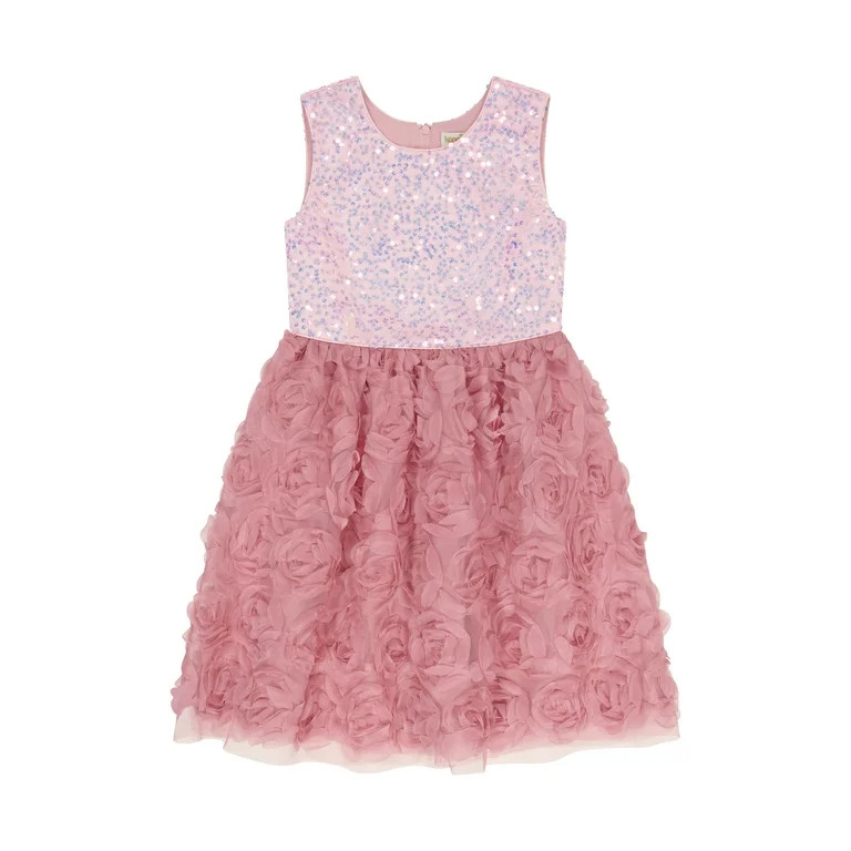 Kensie Girl Novelty Sequins and Rosette Tank Special Occasion Dress, Sizes 4-16 | Walmart (US)