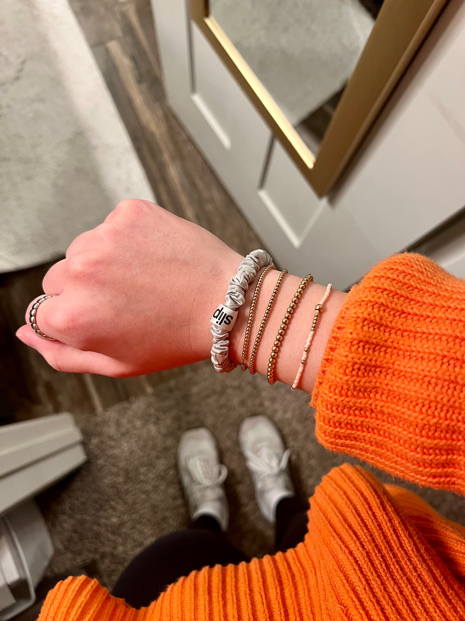 my everyday wrist stack! ✨✨✨ always wearing simple gold stretch bracelets & a silk scrunchie! 

#LTKfindsunder50 #LTKstyletip #LTKU