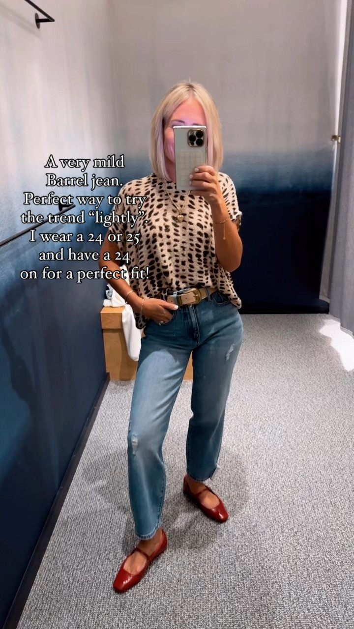 Barrel jean - go with smaller size
Fall style
Transitional dressing for changing seasons
Red shoes- in my bigger shoe size 

#LTKOver40 #LTKShoeCrush #LTKStyleTip