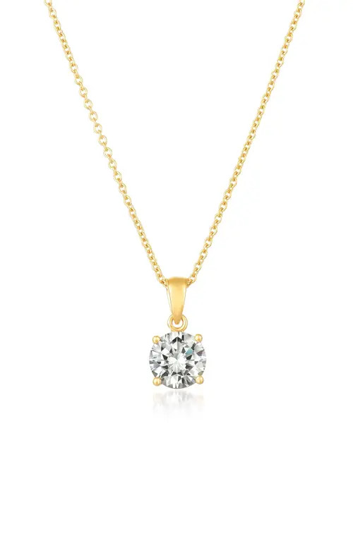 Crislu Round Cubic Zirconia Pendant Necklace in 18Kt Yellow Gold at Nordstrom | Nordstrom