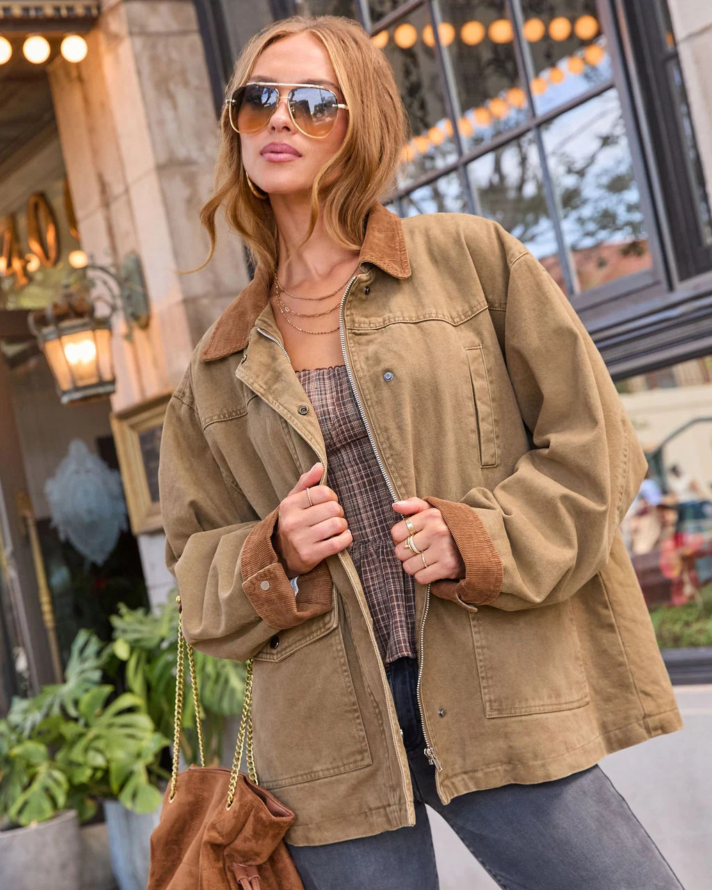 Joanne Twill Cotton Corduroy Trim Barn Jacket | VICI