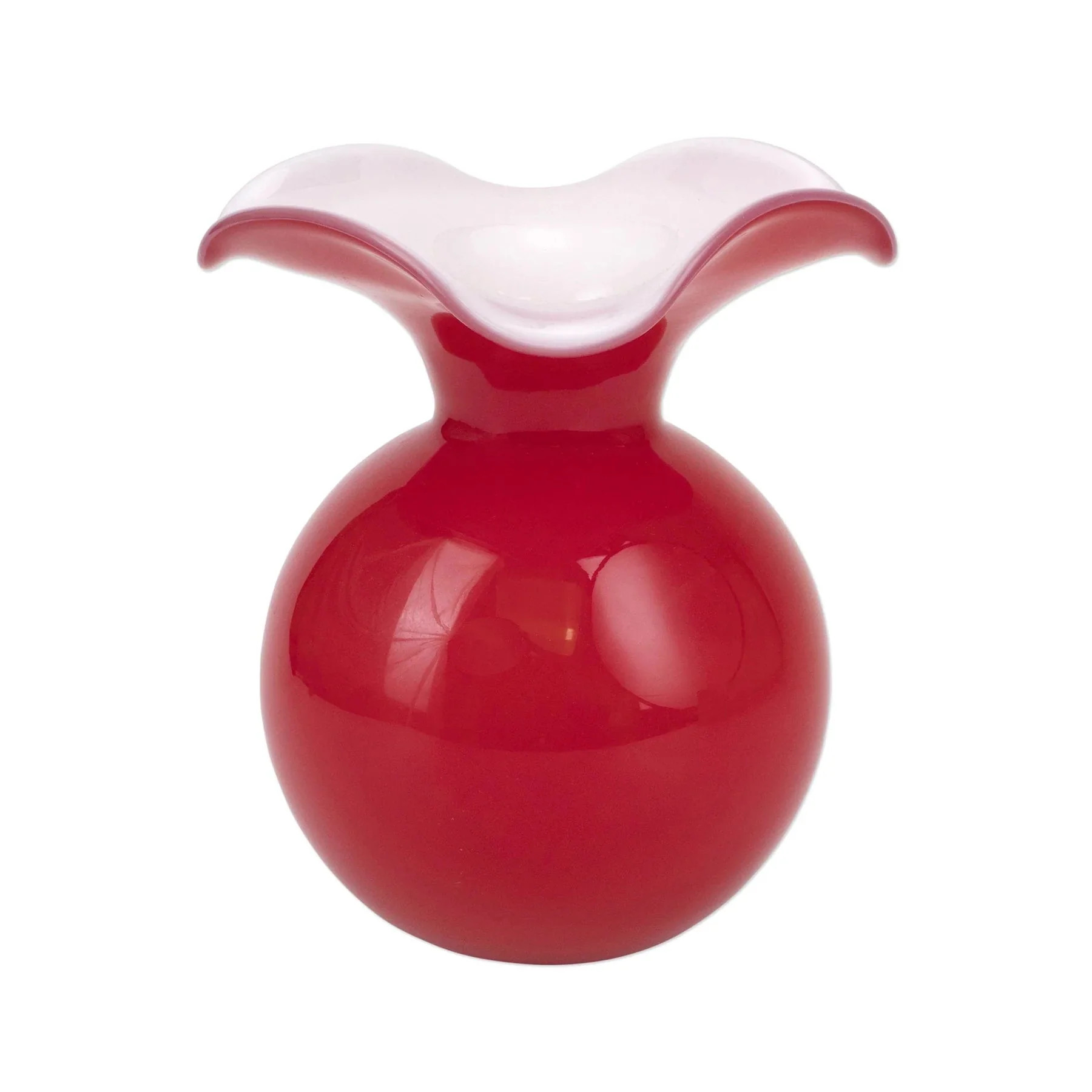 Hibiscus Glass Red Medium Fluted Vase | Outrageous Interiors + Design