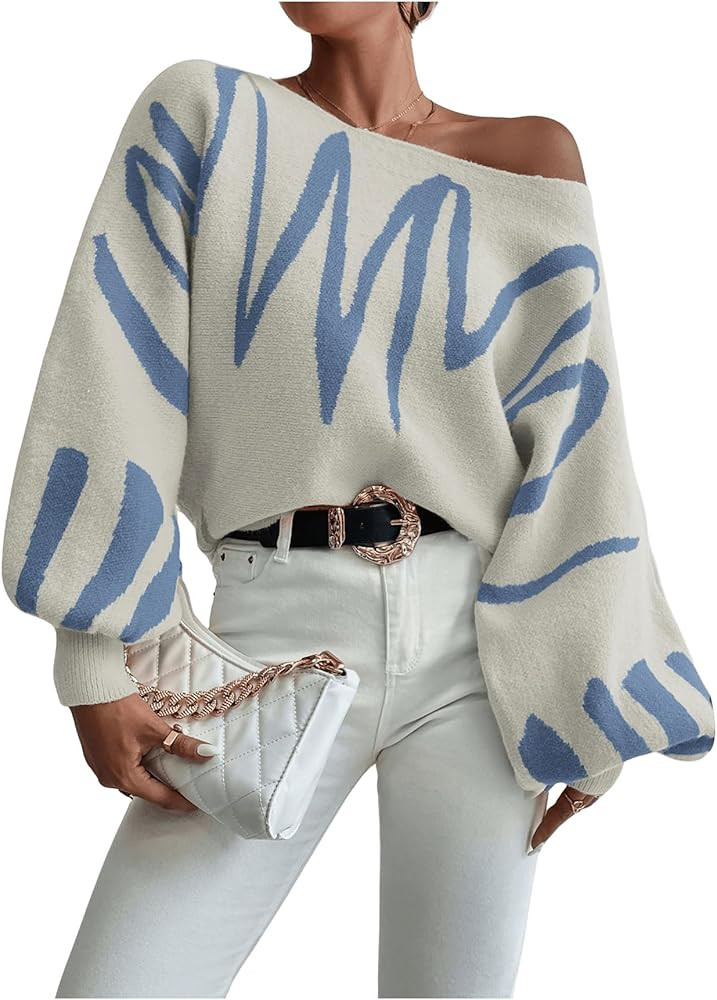 Verdusa Women's Off The Shoulder Sweater Oversized Sweaters Long Sleeve Pullovers Knit Tops Sprin... | Amazon (US)