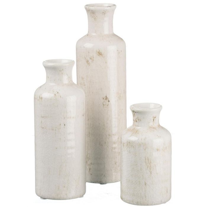 Sullivans Set of 3 Small Ceramic Bottle Vases 5"H, 7.5"H & 10"H Off-White | Target