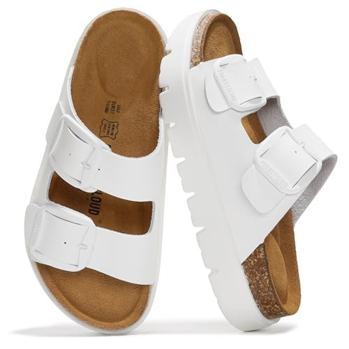 Project Cloud 100% Genuine Leather Platform Sandals Women Footwear - Wedge Chunky Slides for Women 2026 with Memory Foam Insole & Cork Footbed Womens Sandals (GreeceChunky) | Amazon (US)