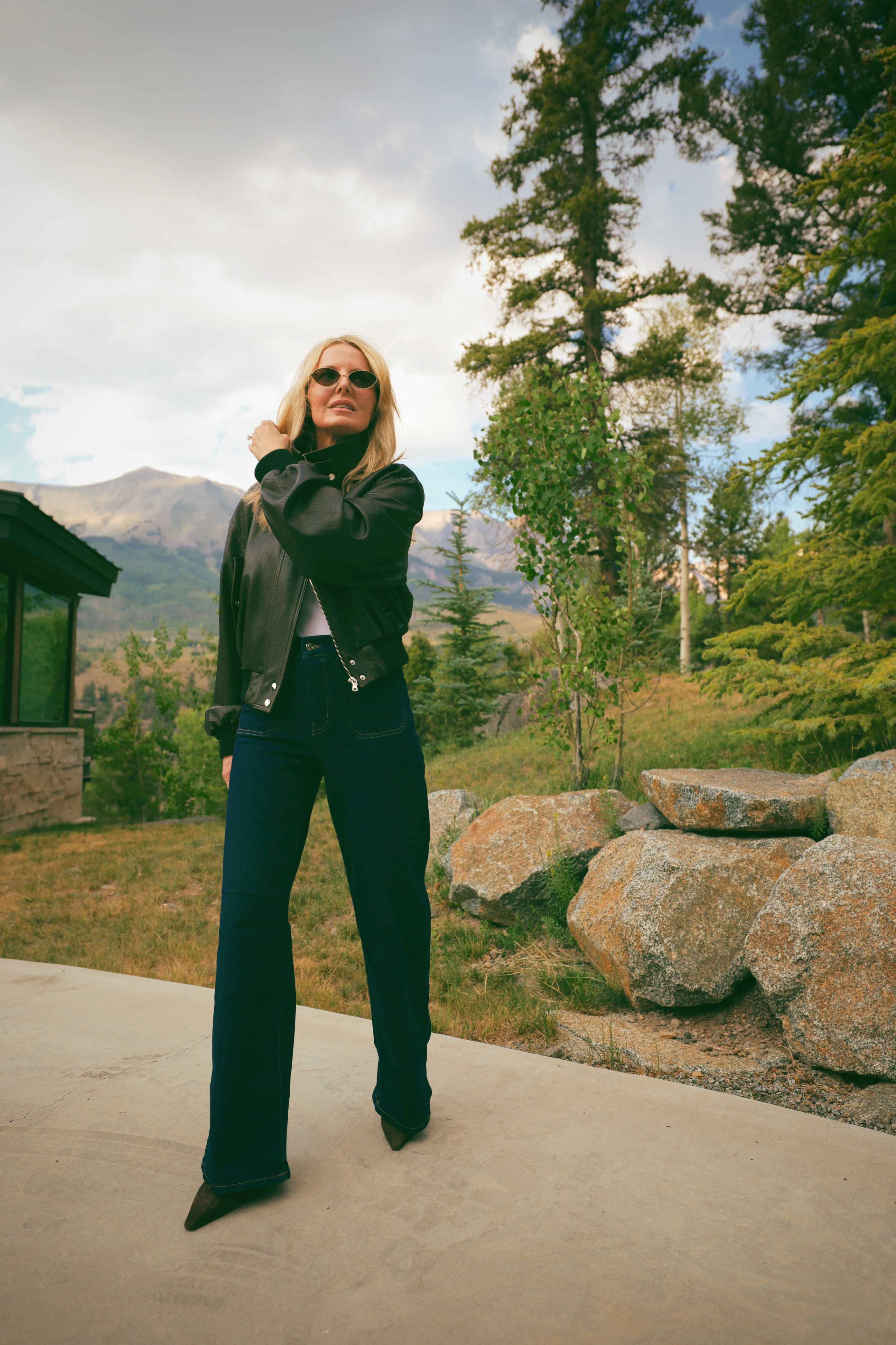 Dark wash wide leg jeans and a leather bomber; this is the combination that works in every city, every season, every occasion!

The FRAME Le Slim Palazzo gives you the wide leg silhouette with real structure, and the Nour Ammour bomber adds that edge that keeps it from feeling too polished. Brown pointed toe heels and oval sunglasses seal the deal.

#LTKgrwm #LTKOver40 #LTKSaleAlert