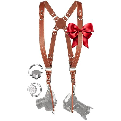 C Coiro Camera Harness for 2 Cameras – Dual Shoulder Leather Camera Strap – Double Camera Harness for DSLR/SLR, Camera Straps for Photographers of All Levels, Standard Straps/Color Tan | Amazon (US)