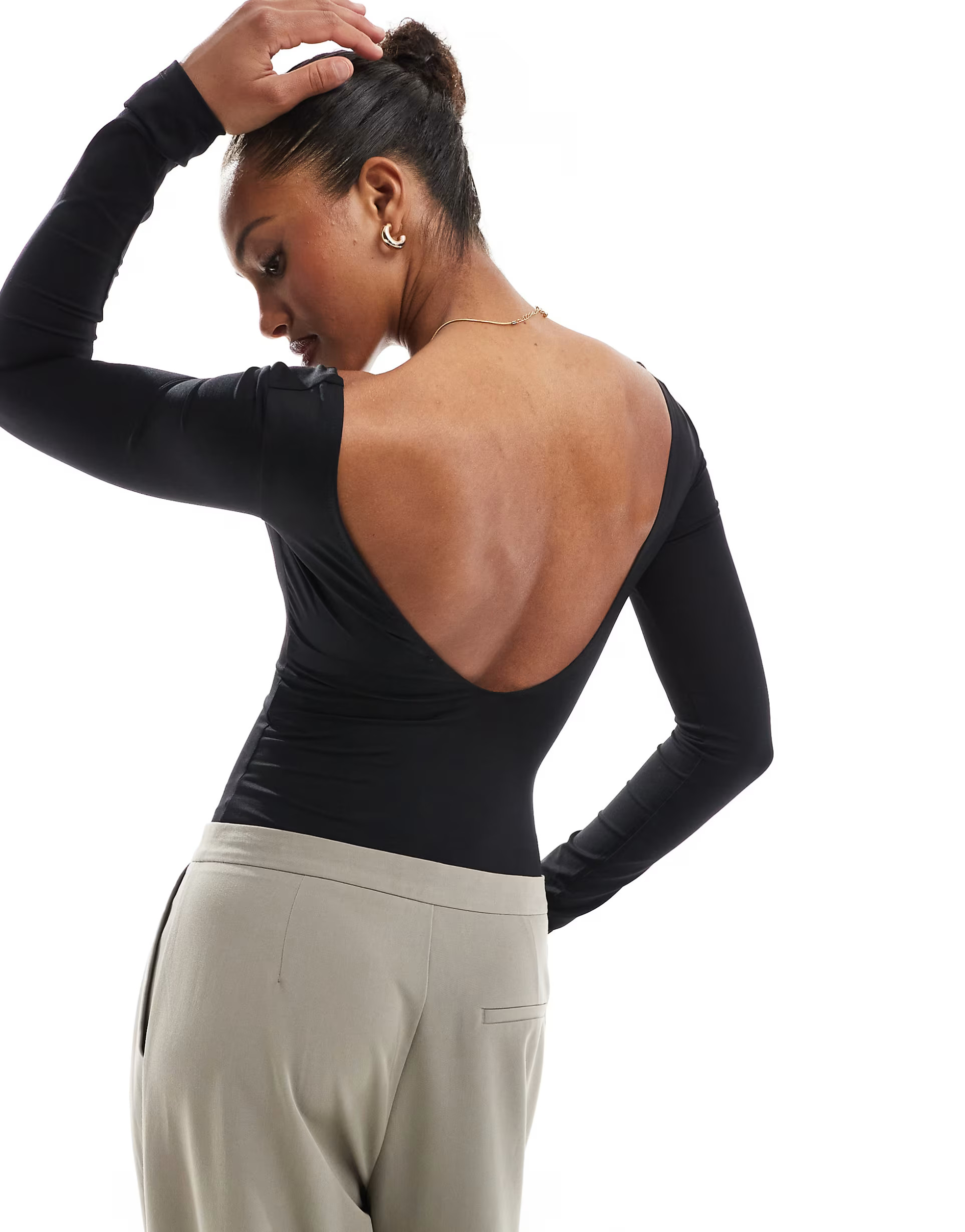 Bershka v-neck bodysuit in black | ASOS | ASOS (Global)