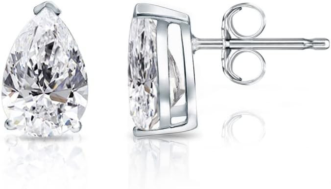 1/4 to 1 4/5 Carat Lab Grown Diamond Pear Shape Stud Earrings for Women in 14k White or Yellow Go... | Amazon (US)