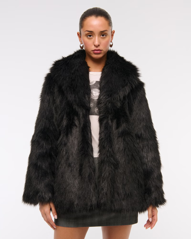 Shawl Collar Faux Fur Coat | Abercrombie & Fitch (US)
