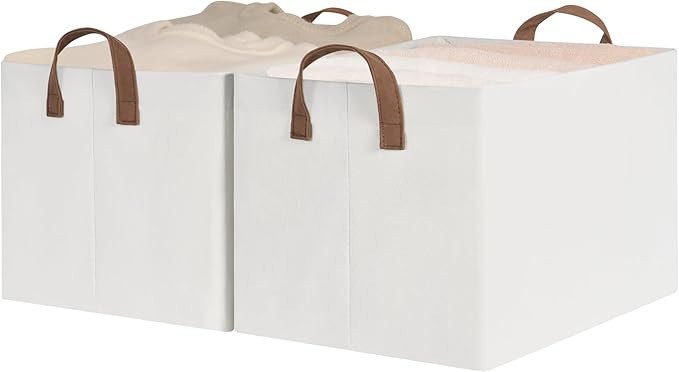 StorageWorks Extra Large Storage Bins, Fabric Storage Bins for Shelves, Storage Baskets with Meta... | Amazon (US)