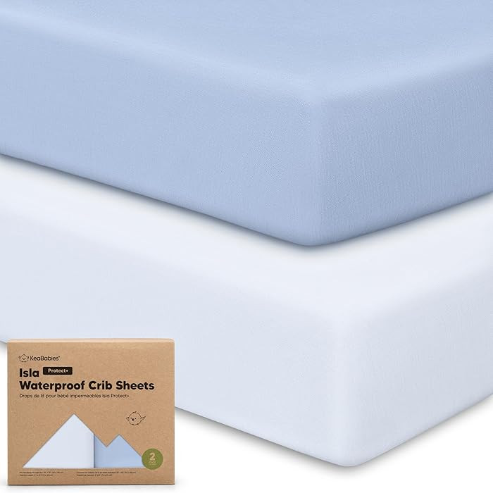 KeaBabies Waterproof Crib Sheets for Boys, Girls, 2-Pack – 52x28 Viscose Derived from Bamboo To... | Amazon (US)