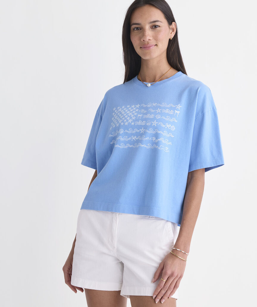 Women's Beach Icon US Flag Boxy Tee | vineyard vines
