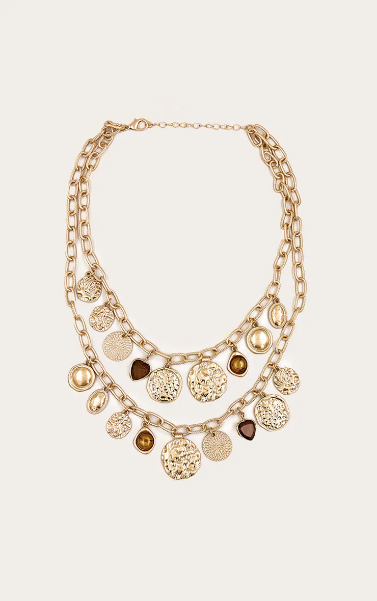 Gold Multi Charm Layered Necklace | Accessories | PrettyLittleThing UK
