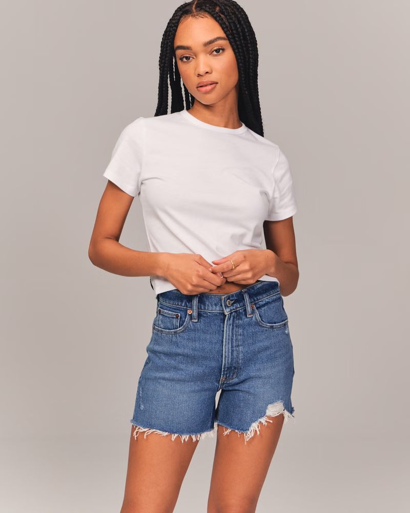 Women's High Rise 4 Inch Mom Short | Women's Bottoms | Abercrombie.com | Abercrombie & Fitch (US)