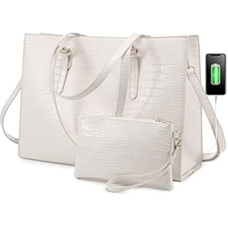 LOVEVOOK Laptop Bag for Women, Fashion Computer Tote Bag Large Capacity Handbag, Leather Shoulder Ba | Amazon (US)