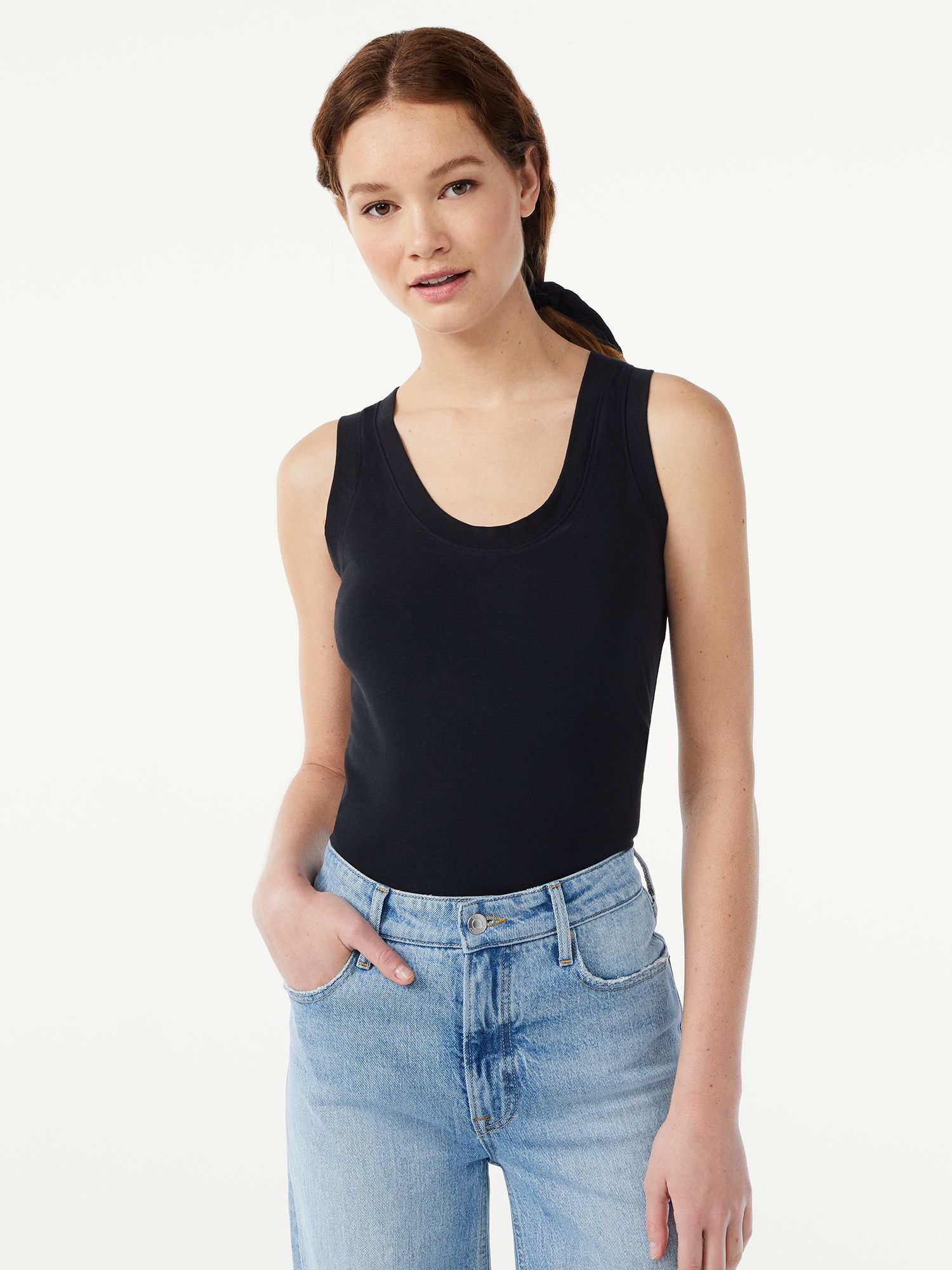 Free Assembly Women's U Neck Tank Bodysuit - Walmart.com | Walmart (US)