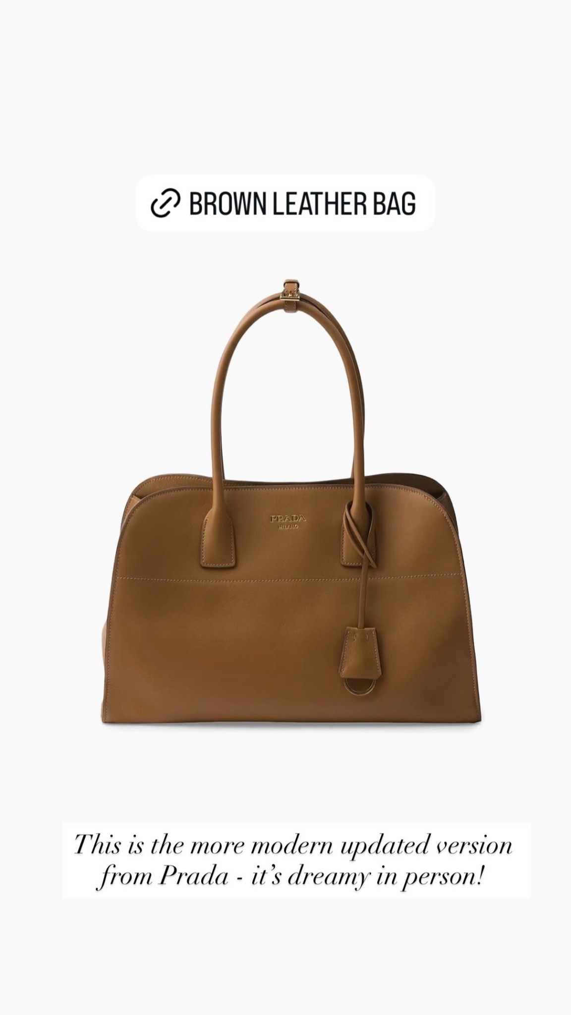 Brown leather bag, tan purse, Prada tote bag. 

#LTKStyleTip #LTKItBag #LTKSeasonal