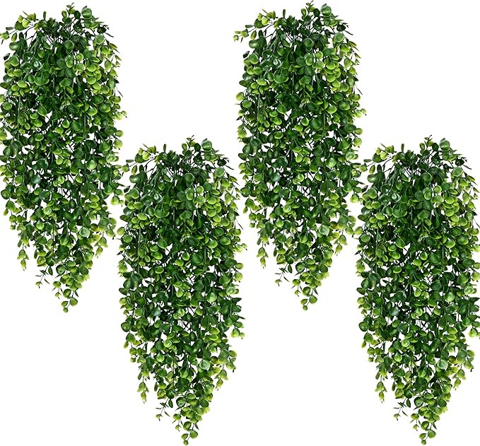 Waipfaru 4Pcs Fake Hanging Plants 2.7ft Fake Plants Eucalyptus Leaves UV Resistant Fake Vines Ivy... | Amazon (US)