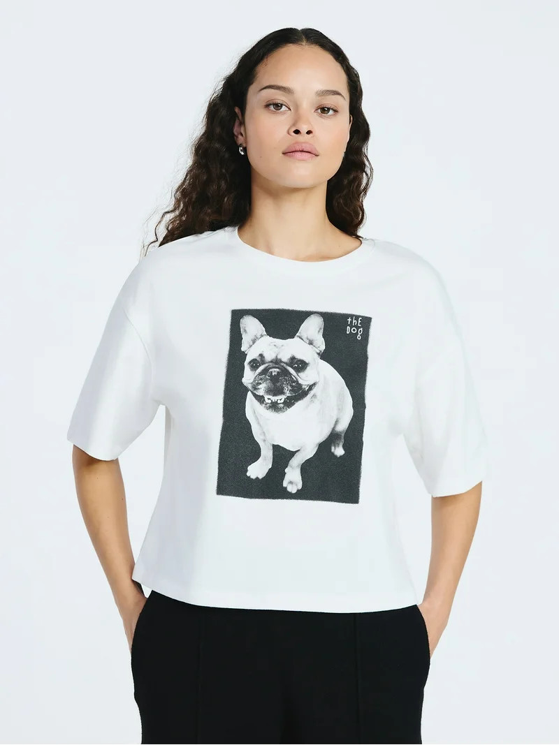 Scoop Women’s and Women's Plus Cotton Cropped Tee with Short Sleeves, Sizes XS-4X | Walmart (US)