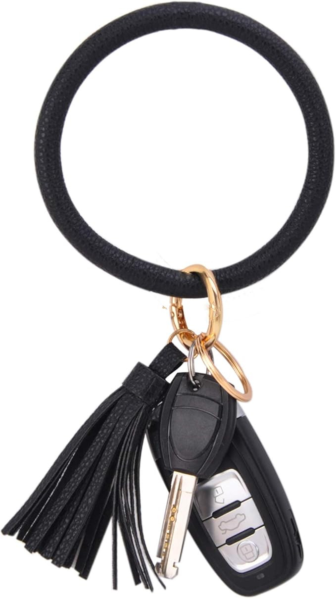 Coolcos Key Ring Bracelet Wristlet Keychain Bangle Keyring - Portable Leather Tassel Bracelet Key... | Amazon (US)