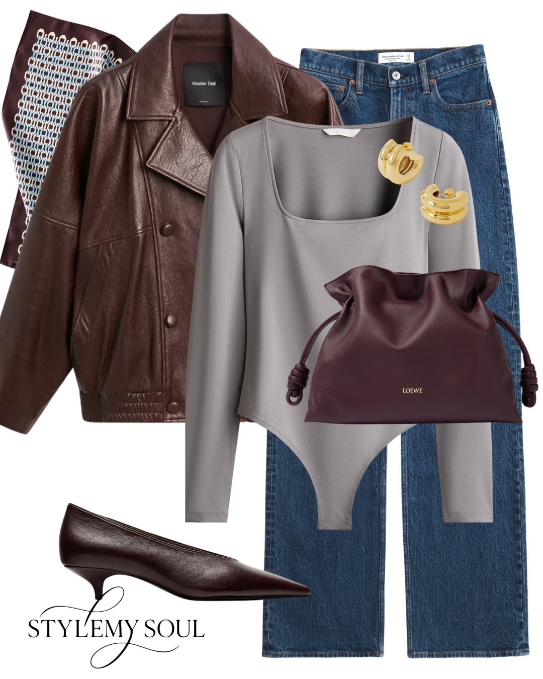 Leather jacket, burgundy jacket, burgundy shoes, jeans, bodysuit, burgundy bag, gold earrings

#LTKautumn #LTKworkwear #LTKstyletip