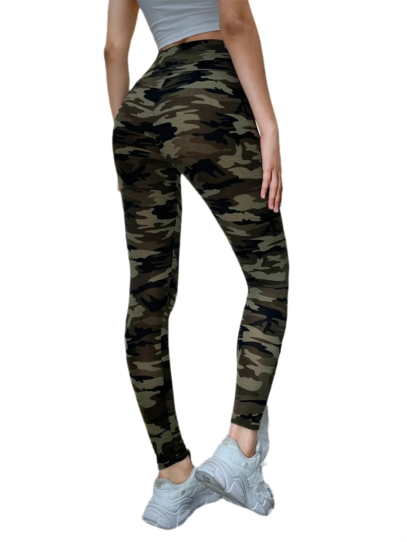 Women's High Waist Camo Leggings Army Green - Walmart.com | Walmart (US)