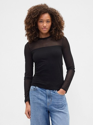 Stretch Jersey Mesh Top | Gap Factory
