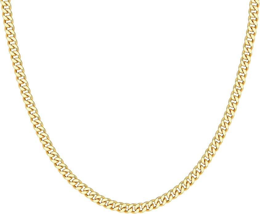 PAVOI 14K Gold Plated Curb Paperclip Box Sphere Bead Snake and Figaro Chain Adjustable Necklace | Amazon (US)