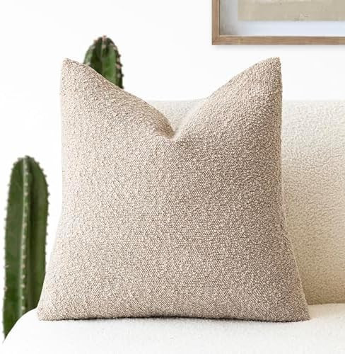 Foindtower Decorative Textured Boucle Throw Pillow Covers Accent Solid Pillow Cases Neutral Soft ... | Amazon (US)