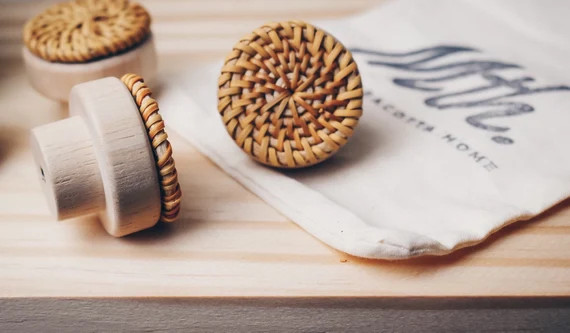 Rattan Furniture Knobs | Tuva Rattan knobs | 2 Pack Rattan Artisan Made Dresser Drawer Knobs | Bo... | Etsy (US)