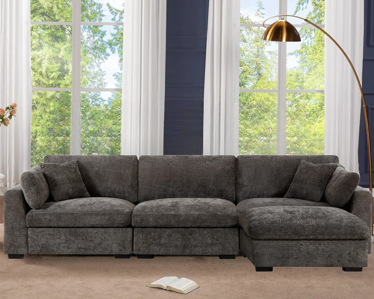 Latitude Run® Modern Wide Sofa Modular Couches & Reversible Ottoman & Reviews | Wayfair | Wayfair North America