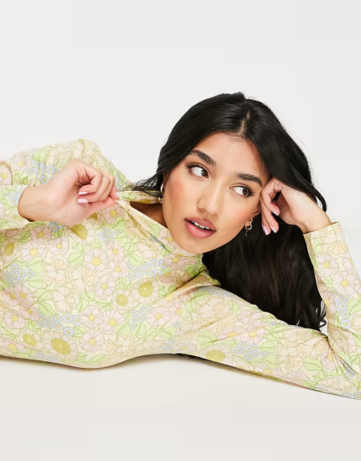 Monki high neck top in pastel floral print | ASOS | ASOS (Global)