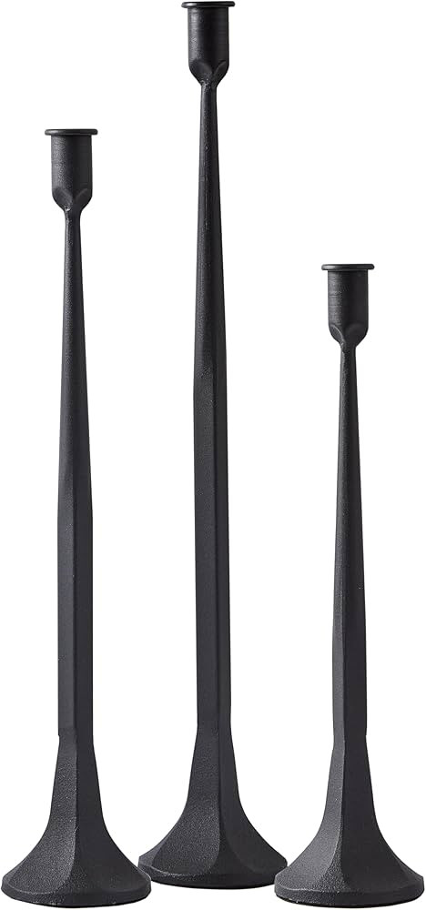 Denique Iron Taper Candle Holder Set of 3, Black Candlestick Holders 19.3”17” 14” Heighteni... | Amazon (US)