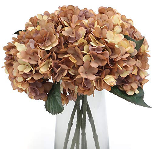 Kimura's Cabin 6Pcs Faux Hydrangea Flowers Vintage Artificial Silk Hydrangeas Flowers with Stems Fake Hydrangea Bouquets for Autumn Farmhouse Home Wedding Table Center Decoration（Autumn Yellow | Amazon (US)