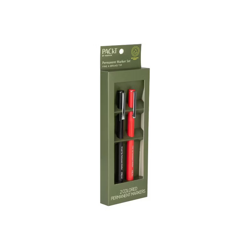 Packt by Scotch 2pk Permanent Marker Set | Target