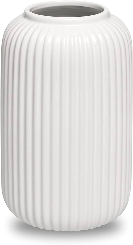 FLORLAB White Flower Vase, 9 in - Classic White Vase for Pampas Grass and Fresh or Dried Flowers ... | Amazon (US)