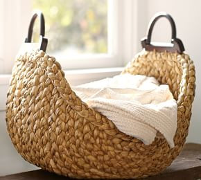 Beachcomber Handwoven Seagrass Wood-Handled Basket | Pottery Barn (US)