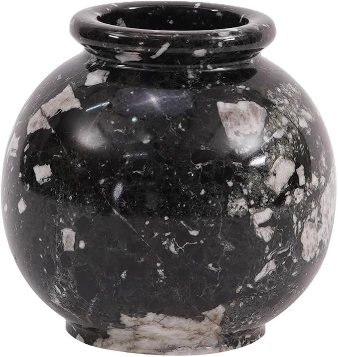 Marble Flower Vase 5 Inch Handmade Black Vases for Flowers, Pampas Grass & Artificial Plants - Sm... | Amazon (US)