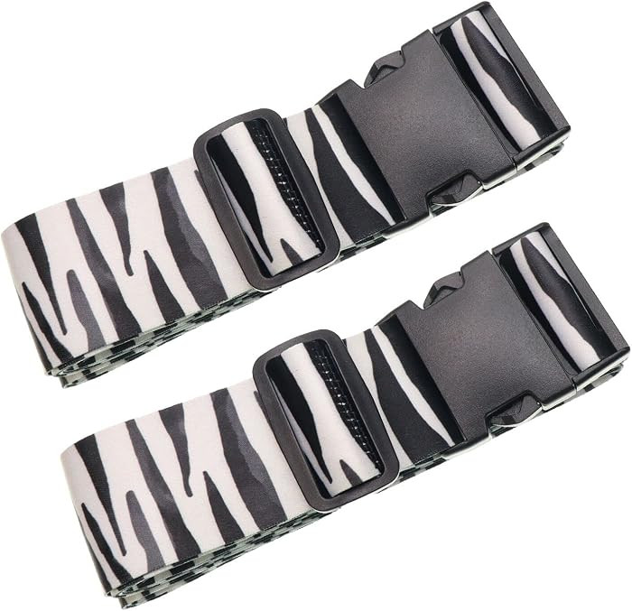 Teeoff Luggage Straps 2 Pack Suitcase Belts Travel Bag Accessories Adjustable (Zebra - 2 Pack) | Amazon (US)