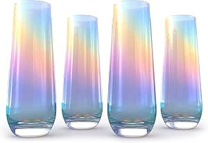 Amazon.com | Iridescent Glasses - Crystal Luster Radiance Set of 4 - Rainbow Colored Stemware Gla... | Amazon (US)