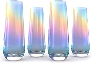 Amazon.com | Iridescent Glasses - Crystal Luster Radiance Set of 4 - Rainbow Colored Stemware Gla... | Amazon (US)