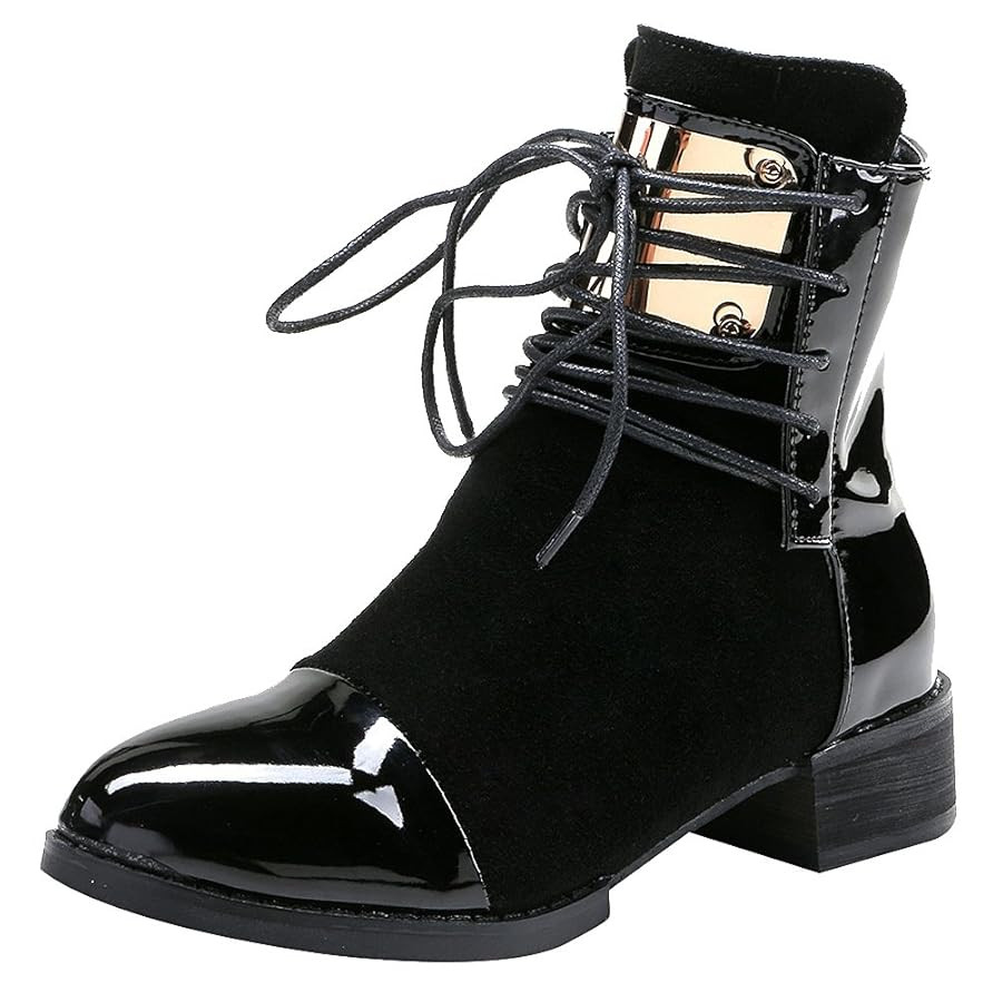 ANUFER Women Punk Metal Style Cap Toe Chunky Heel Zip Ankle Boots | Amazon (US)