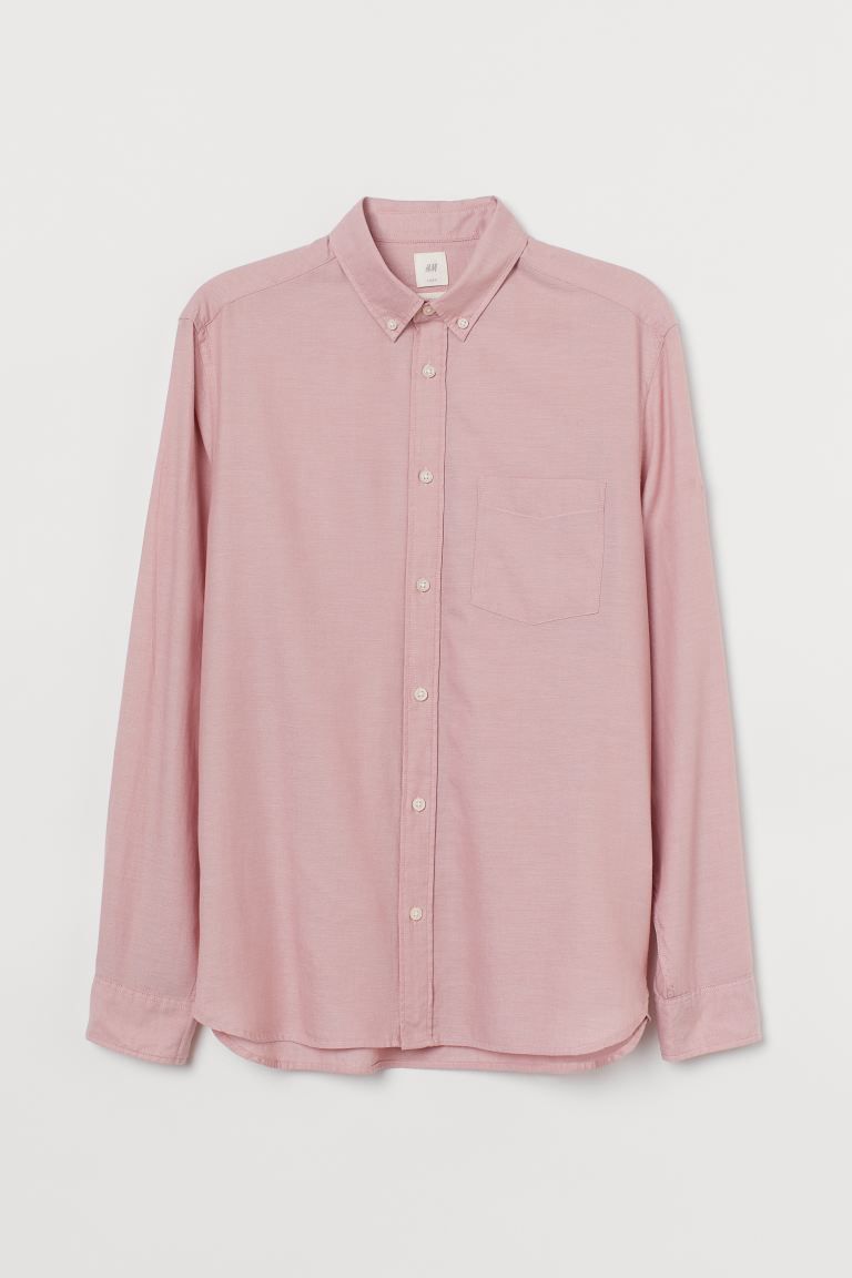 Shirt in cotton poplin with a button-down collar, classic front and yoke at the back with a pleat... | H&M (UK, MY, IN, SG, PH, TW, HK)
