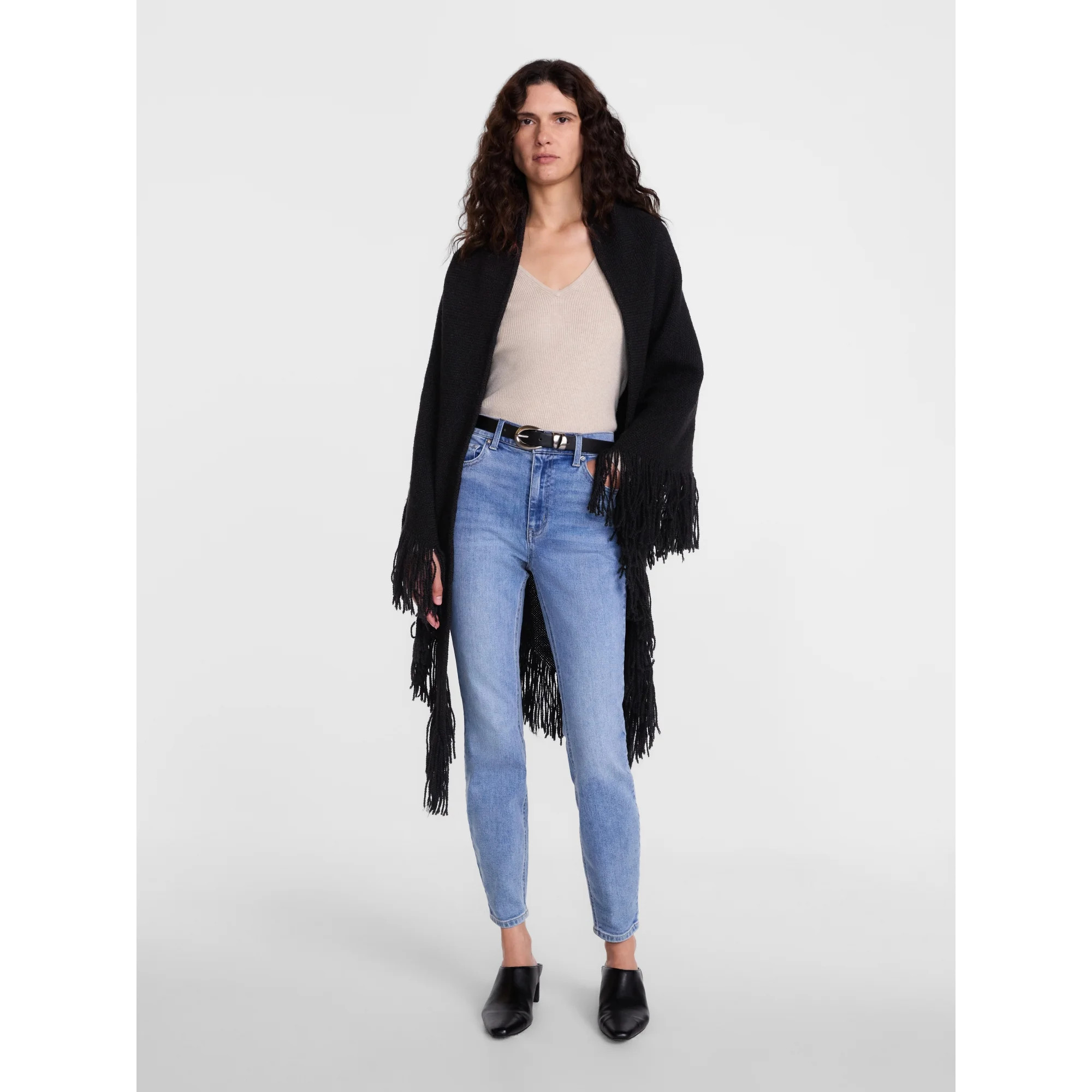 Scenario Women's Fringe Shawl, Black Soot | Walmart (US)
