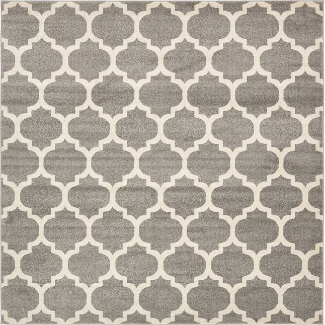 Unique Loom  Philadelphia Trellis 8 x 8 Gray/Beige Square Indoor Geometric Industrial Area Rug | Lowe's