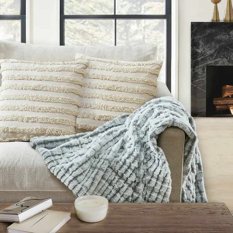 Better Homes & Gardens Faux Fur Throw Blanket, 50" x 60", Grey Dip Dye, Grey | Walmart (US)