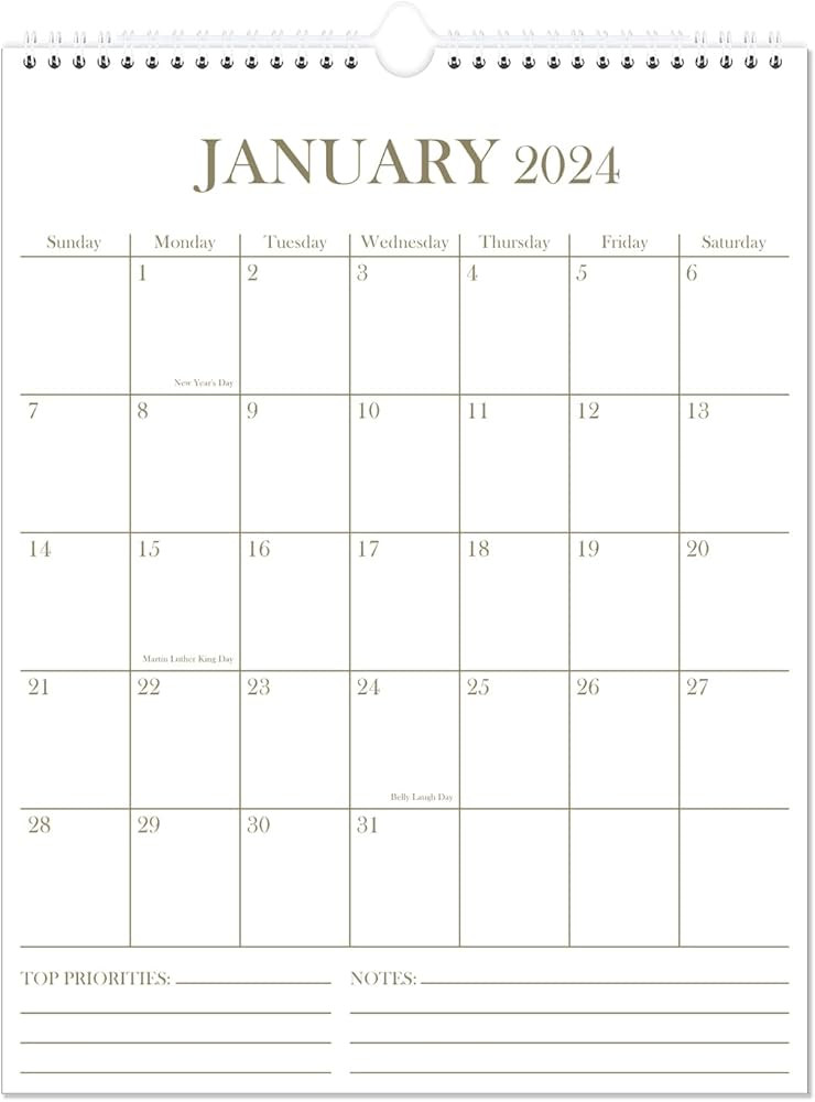 2024 Wall Calendar - 12 Months Calendar from January 2024 to December 2024, Calendar 2024 with Th... | Amazon (US)