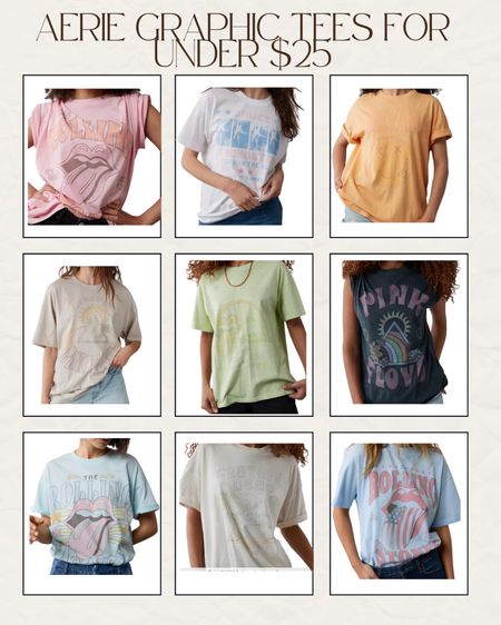 Graphic tees from Aerie & American Eagle for under $25! These are 30% off right now!

#LTKfindsunder50 #LTKsalealert #LTKstyletip