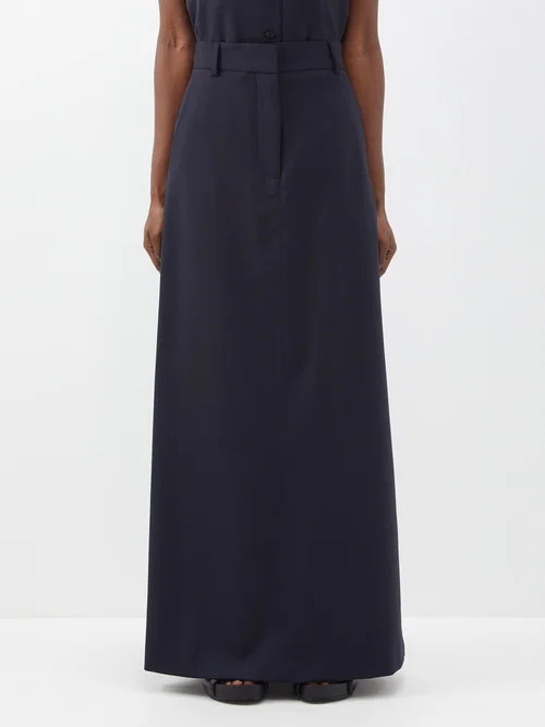 Raey - Soft Tailored Wool Maxi Skirt - Womens - Navy | Matches (UK)